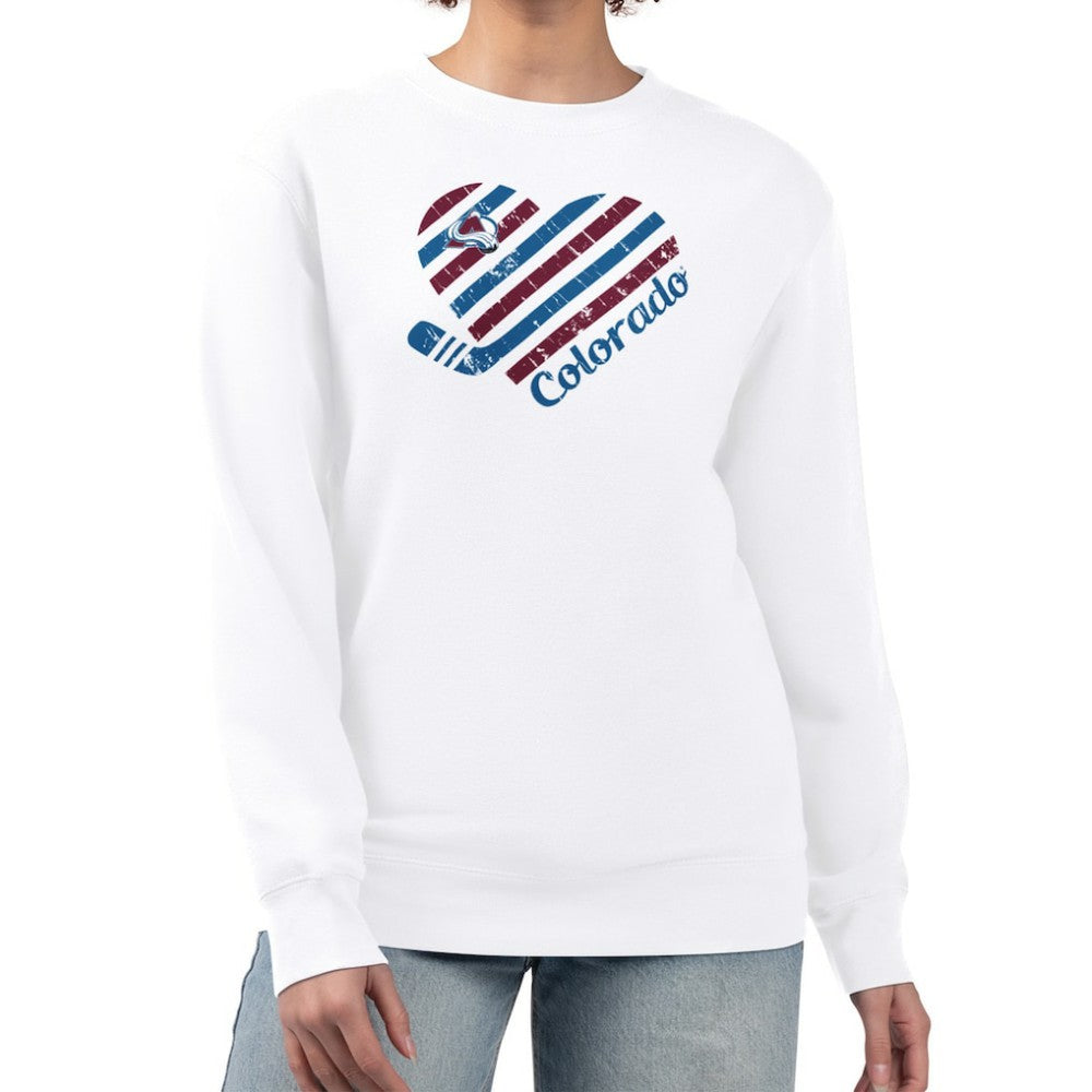 Colorado Avalanche G-III 4Her by Carl Banks Women's Heart Graphic Pullover Sweatshirt For Sale