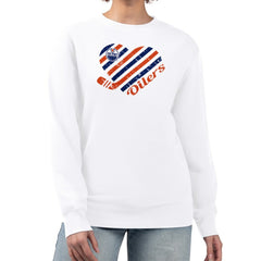 Edmonton Oilers G-III 4Her by Carl Banks Women's Heart Graphic Pullover Sweatshirt On Sale