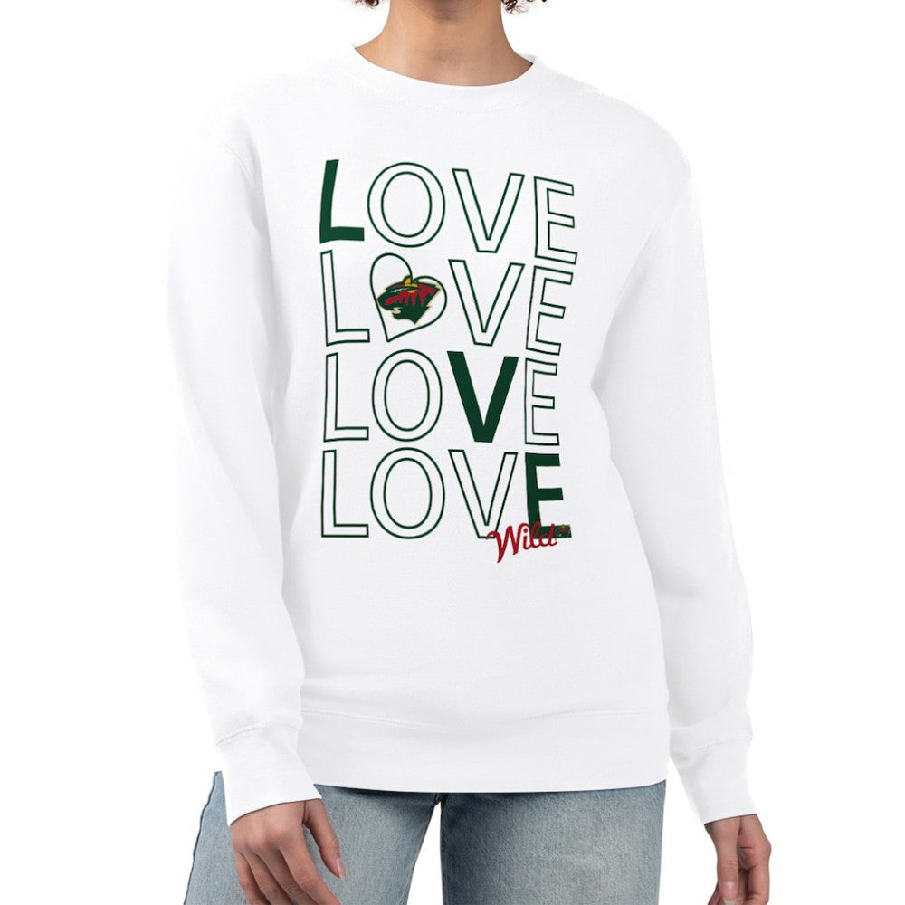 Minnesota Wild G-III 4Her by Carl Banks Women's Lots Of Love Team Logo Graphic Pullover Sweatshirt For Sale