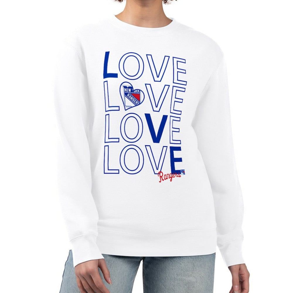 New York Rangers G-III 4Her by Carl Banks Women's Lots Of Love Team Logo Graphic Pullover Sweatshirt Sale