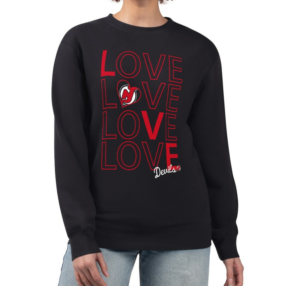 New Jersey Devils G-III 4Her by Carl Banks Women's Lots Of Love Team Logo Graphic Pullover Sweatshirt Discount