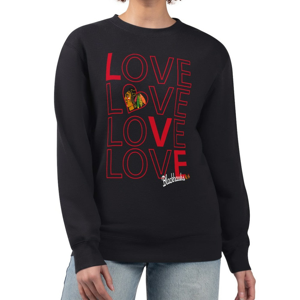 Chicago Blackhawks G-III 4Her by Carl Banks Women's Lots Of Love Team Logo Graphic Pullover Sweatshirt For Sale