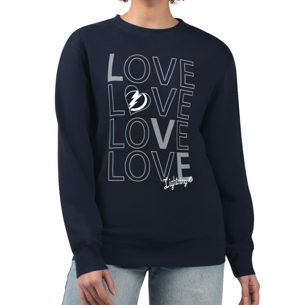 Tampa Bay Lightning G-III 4Her by Carl Banks Women's Lots Of Love Team Logo Graphic Pullover Sweatshirt Discount