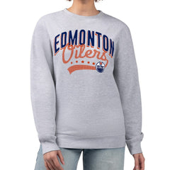 Edmonton Oilers G-III 4Her by Carl Banks Women's Filigree Team Graphic Fleece Pullover Sweatshirt Outlet