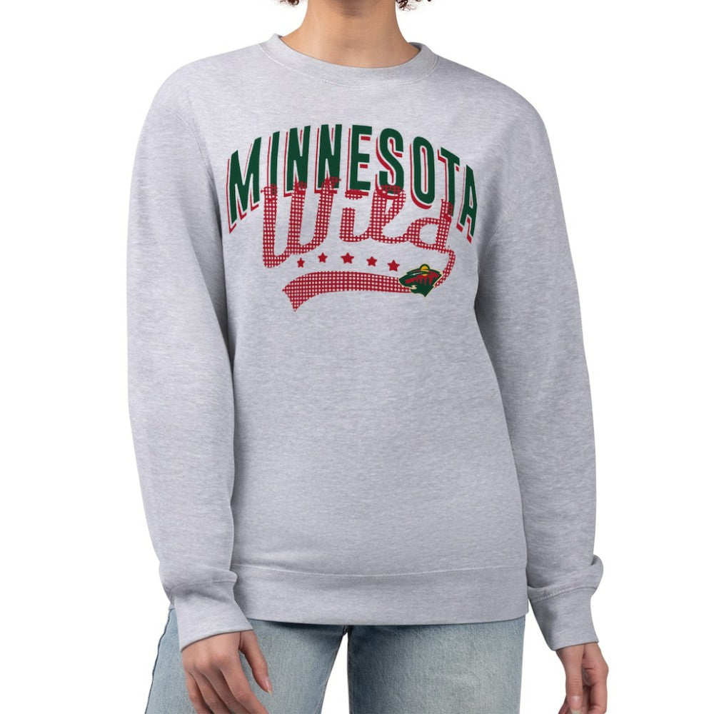 Minnesota Wild G-III 4Her by Carl Banks Women's Filigree Team Graphic Fleece Pullover Sweatshirt Discount