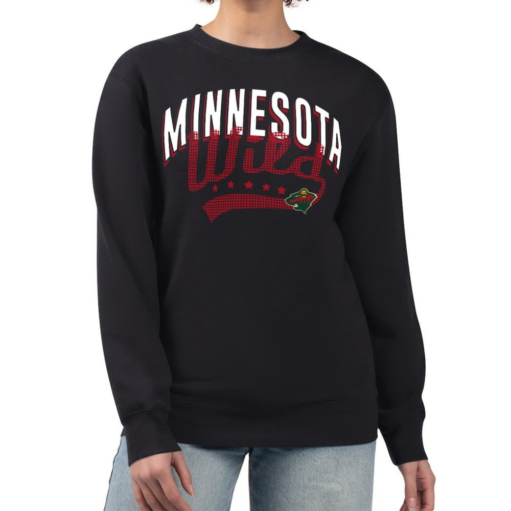 Minnesota Wild G-III 4Her by Carl Banks Women's Filigree Team Graphic Fleece Pullover Sweatshirt On Sale