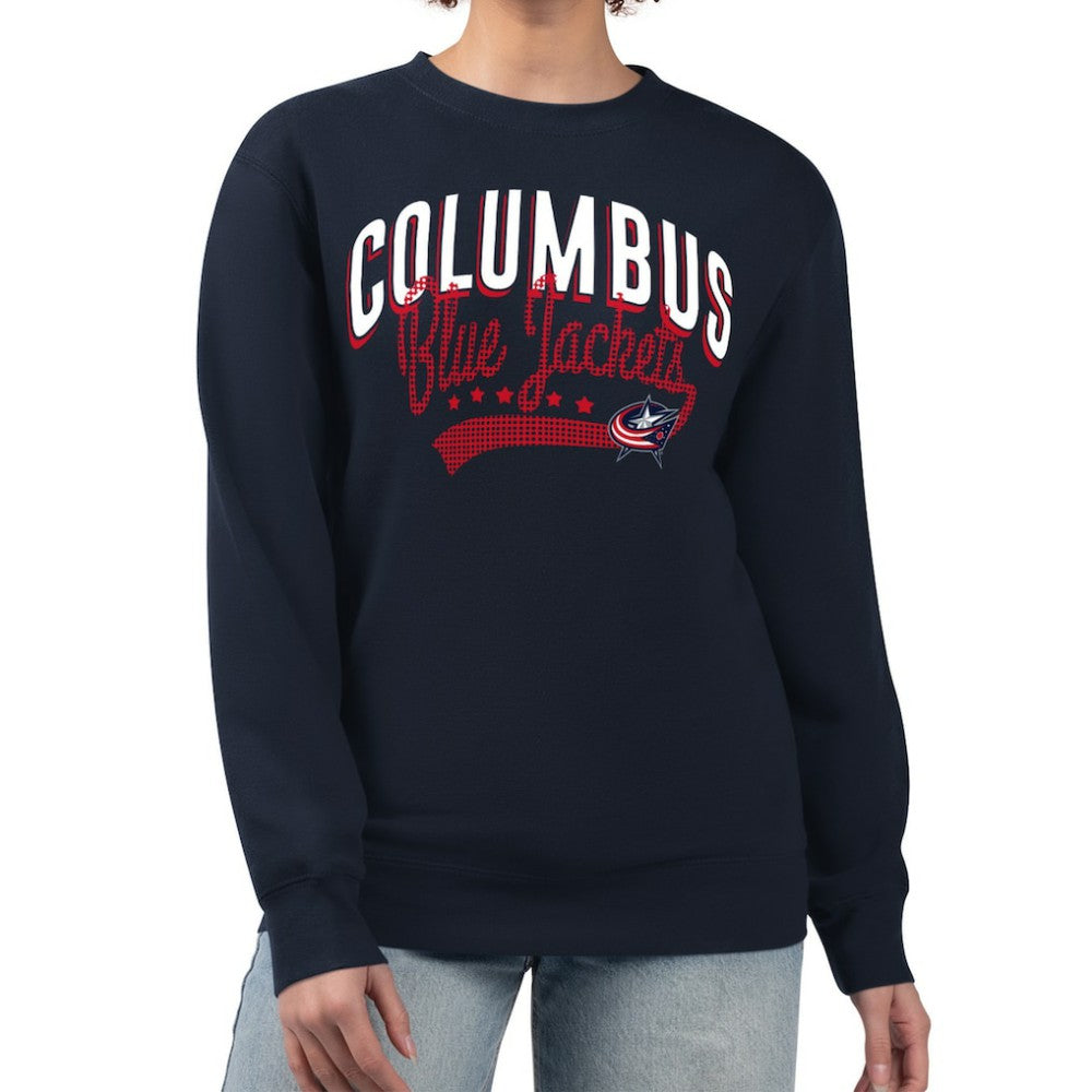 Columbus Blue Jackets G-III 4Her by Carl Banks Women's Filigree Team Graphic Fleece Pullover Sweatshirt Sale