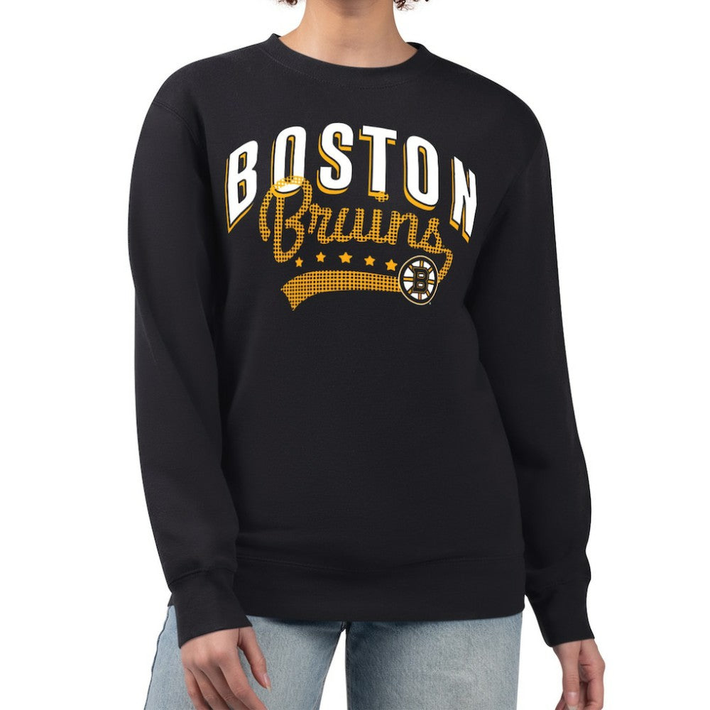 Boston Bruins G-III 4Her by Carl Banks Women's Filigree Team Graphic Fleece Pullover Sweatshirt Sale