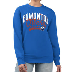 Edmonton Oilers G-III 4Her by Carl Banks Women's Filigree Team Graphic Fleece Pullover Sweatshirt Outlet