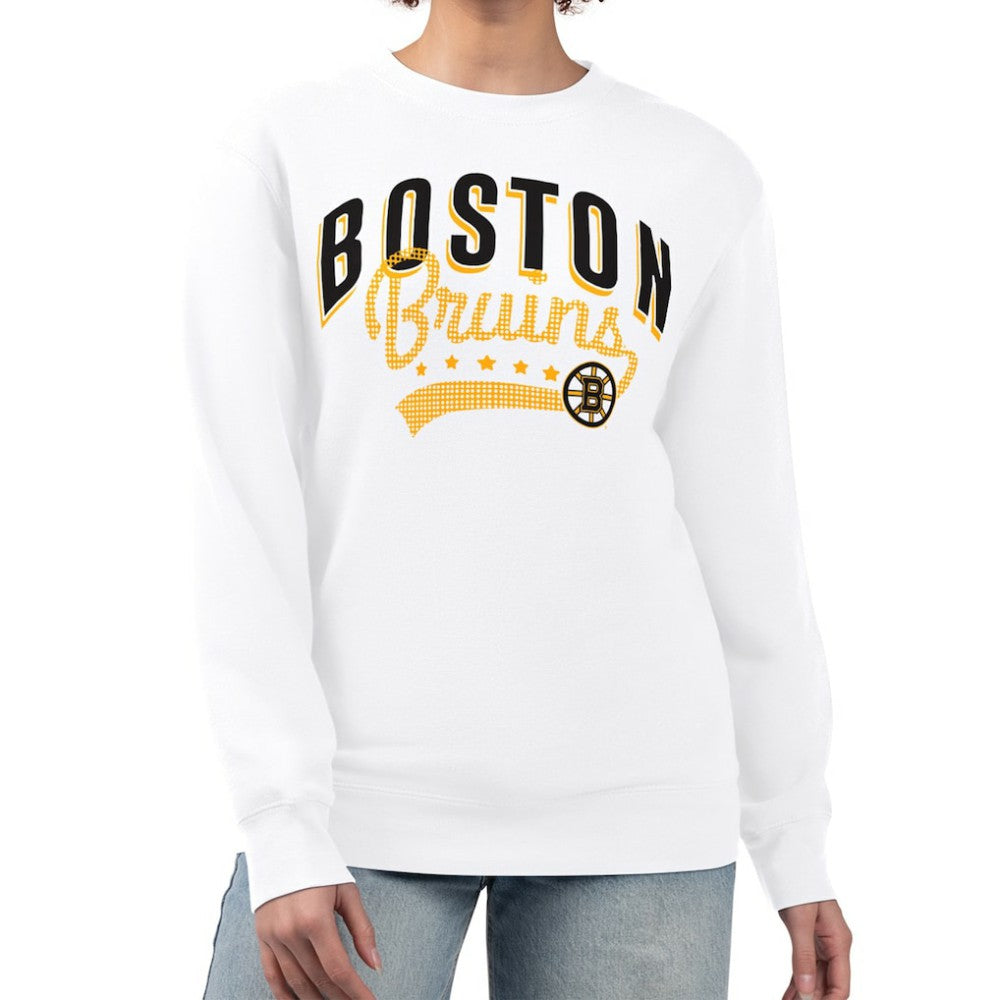 Boston Bruins G-III 4Her by Carl Banks Women's Filigree Team Graphic Fleece Pullover Sweatshirt For Sale