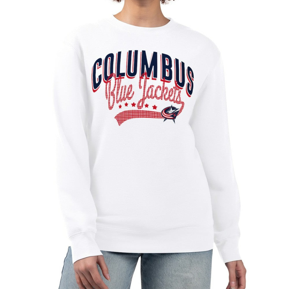 Columbus Blue Jackets G-III 4Her by Carl Banks Women's Filigree Team Graphic Fleece Pullover Sweatshirt Discount