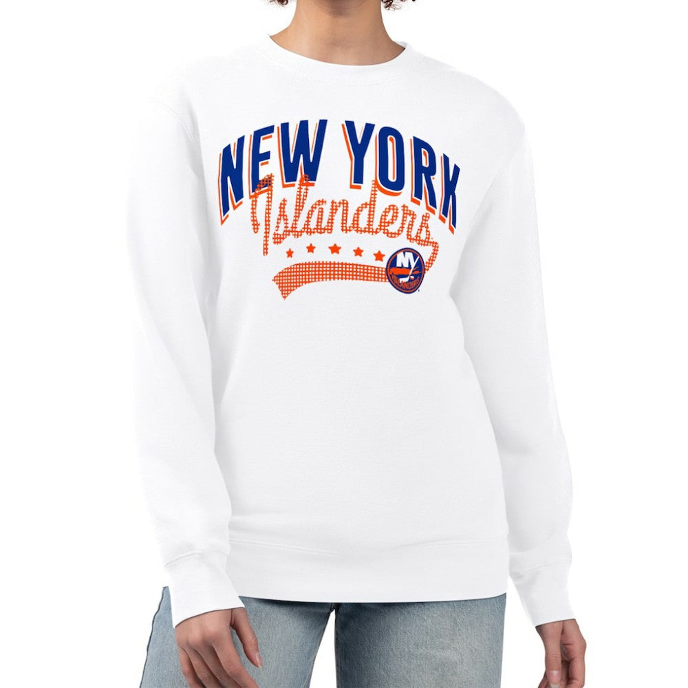 New York Islanders G-III 4Her by Carl Banks Women's Filigree Team Graphic Fleece Pullover Sweatshirt Sale