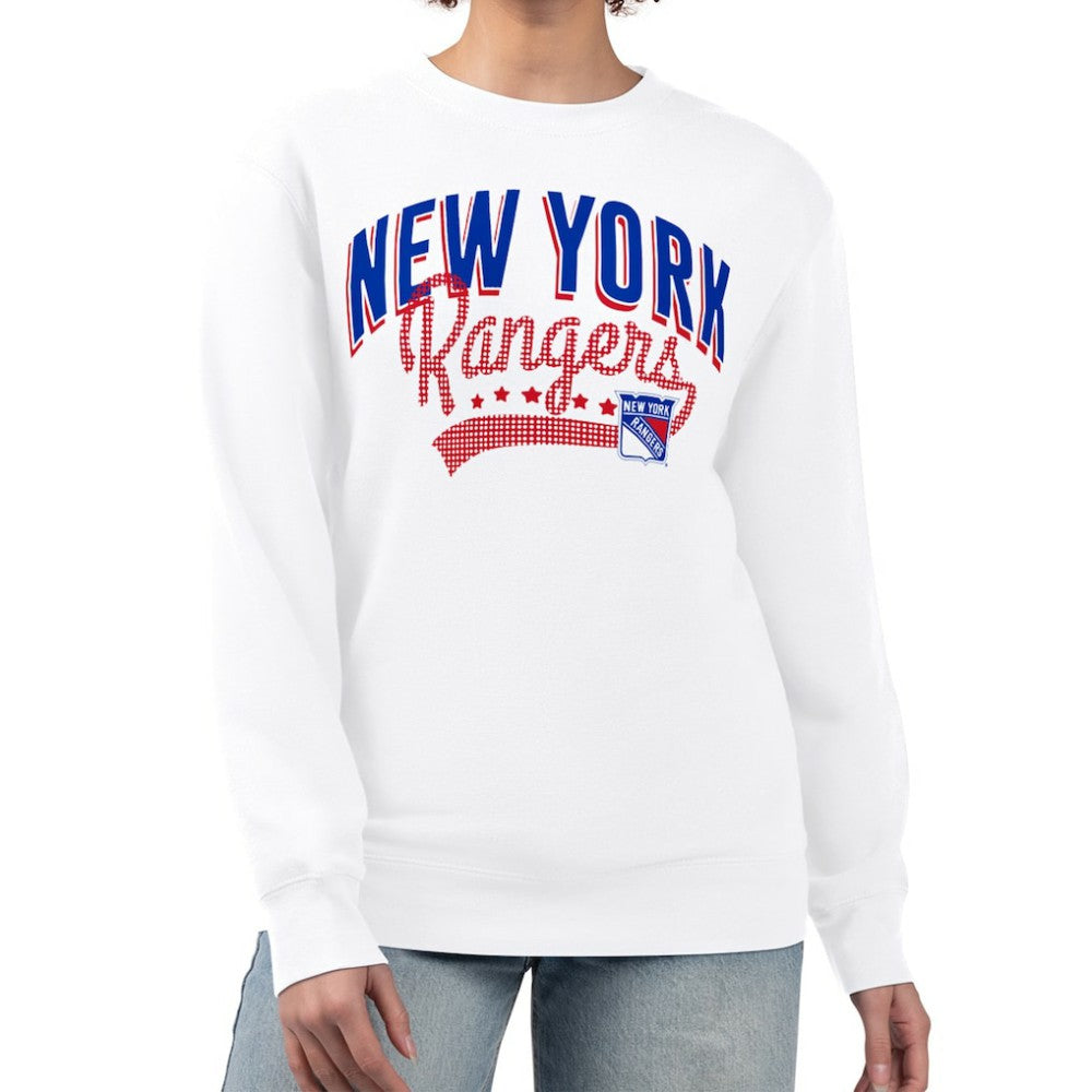 New York Rangers G-III 4Her by Carl Banks Women's Filigree Team Graphic Fleece Pullover Sweatshirt Sale