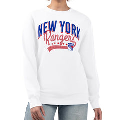 New York Rangers G-III 4Her by Carl Banks Women's Filigree Team Graphic Fleece Pullover Sweatshirt Sale