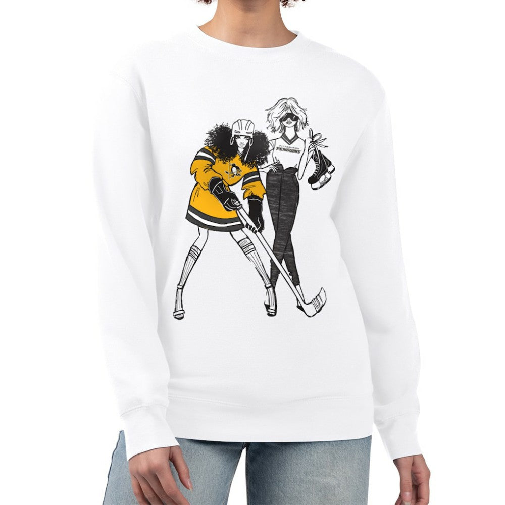 Pittsburgh Penguins G-III 4Her by Carl Banks Women's Hockey Girls Team Graphic Fleece Pullover Sweatshirt Outlet