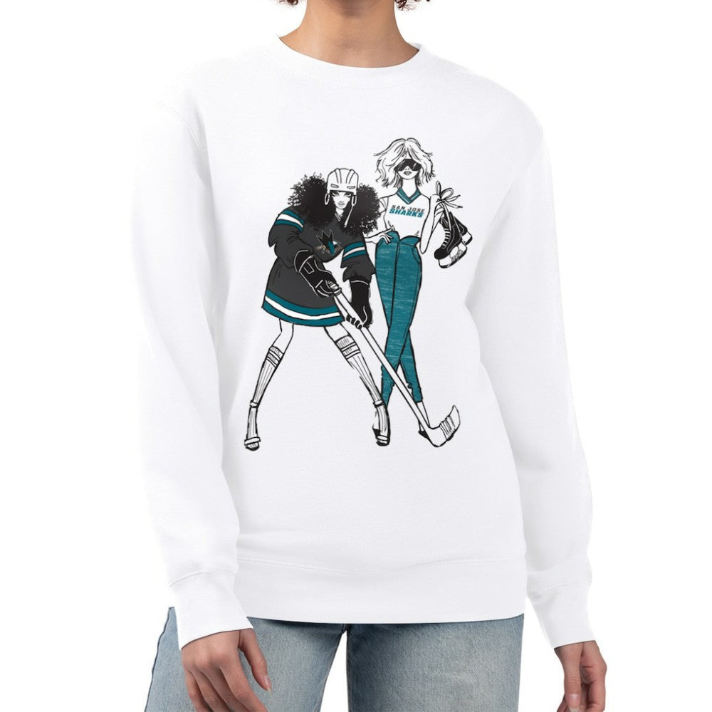 San Jose Sharks G-III 4Her by Carl Banks Women's Hockey Girls Team Graphic Fleece Pullover Sweatshirt On Sale