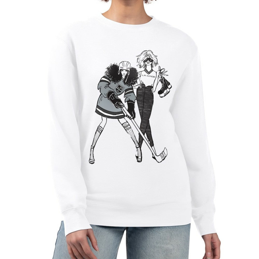 Los Angeles Kings G-III 4Her by Carl Banks Women's Hockey Girls Team Graphic Fleece Pullover Sweatshirt Outlet
