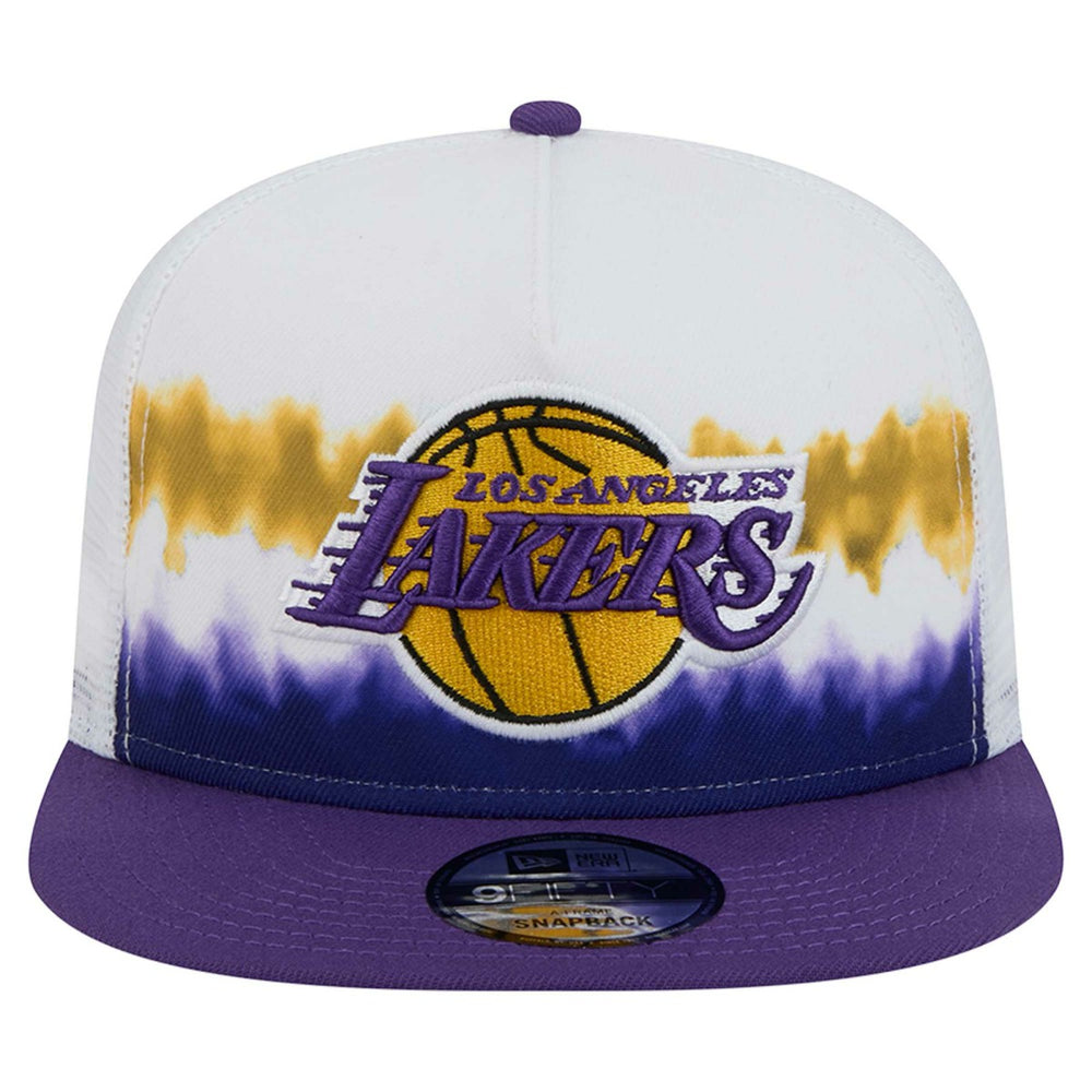 Los Angeles Lakers Dip-Dye 9FIFTY A-Frame Trucker Snapback Hat New