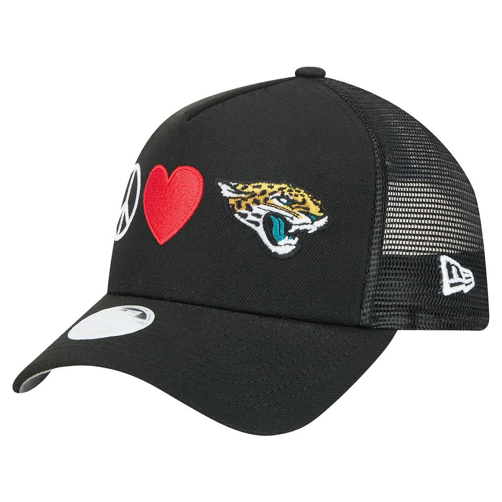 Jacksonville Jaguars New Era Women's Peace & Love Trucker 9FORTY Adjustable Hat