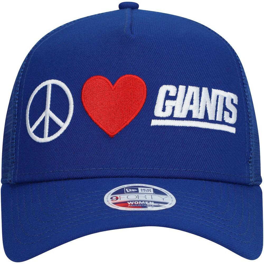 New York Giants New Era Women's Peace & Love Trucker 9FORTY Adjustable Hat