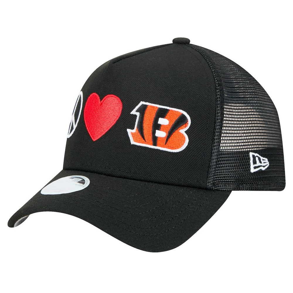 Cincinnati Bengals New Era Women's Peace & Love Trucker 9FORTY Adjustable Hat
