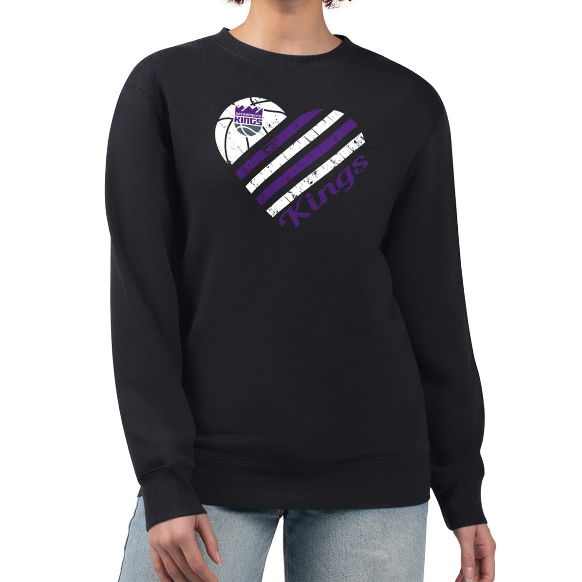 Sacramento Kings G-III 4Her by Carl Banks Women's Heart Graphic Fleece Pullover Sweatshirt New