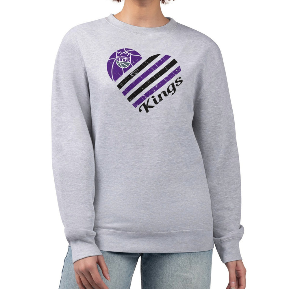 Sacramento Kings G-III 4Her by Carl Banks Women's Heart Graphic Fleece Pullover Sweatshirt Outlet