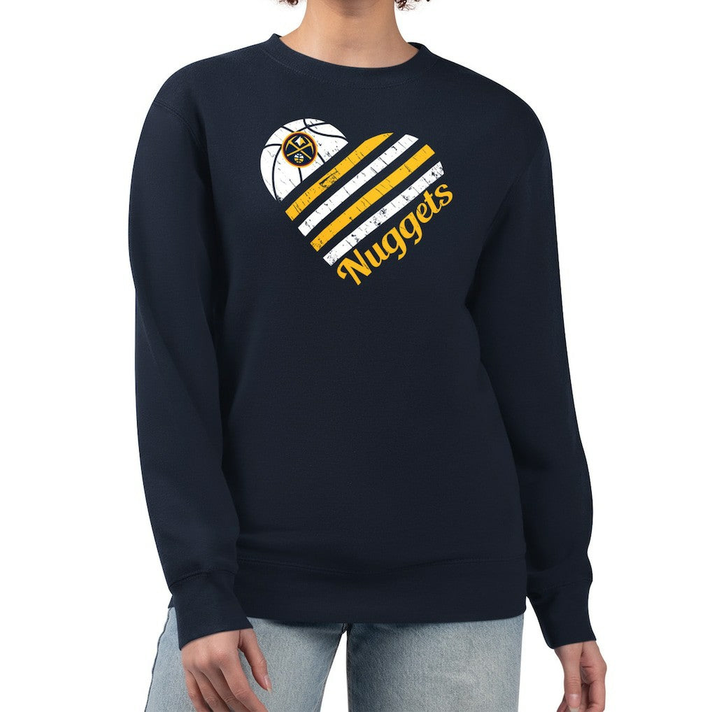 Denver Nuggets G-III 4Her by Carl Banks Women's Heart Graphic Fleece Pullover Sweatshirt sale For Sale