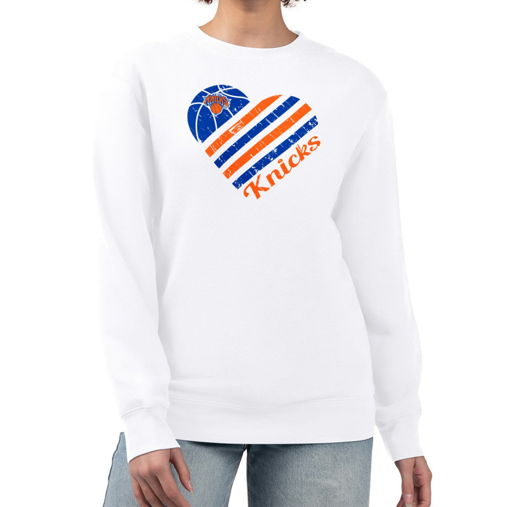 New York Knicks G-III 4Her by Carl Banks Women's Heart Graphic Fleece Pullover Sweatshirt New