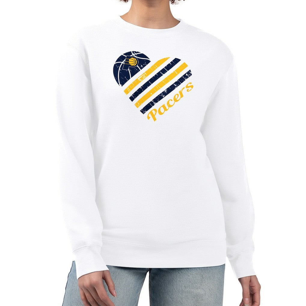 Indiana Pacers G-III 4Her by Carl Banks Women's Heart Graphic Fleece Pullover Sweatshirt New