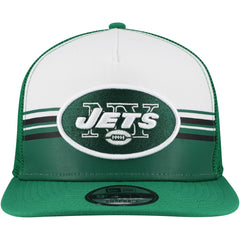 New York Jets New Era Striped A-Frame 9FIFTY Adjustable Trucker Snapback Hat