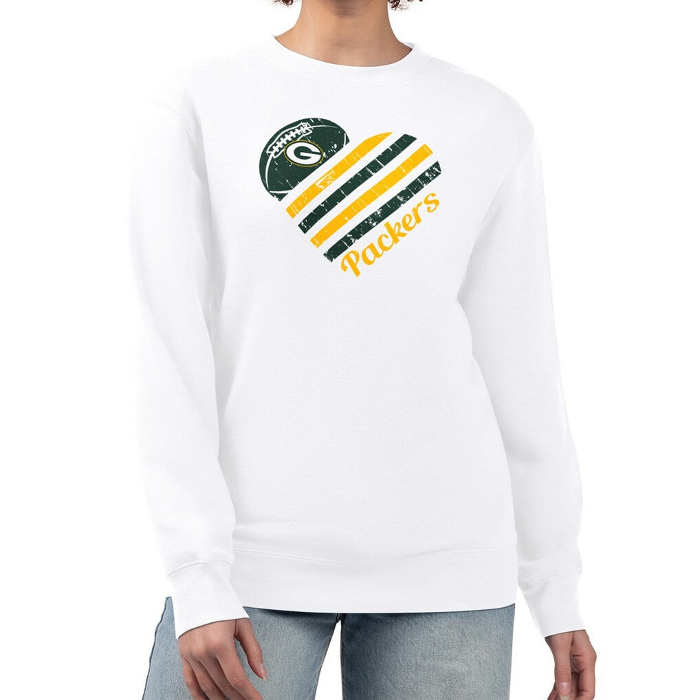 Green Bay Packers  G-III 4Her by Carl Banks Women's Heart Graphic Fleece Pullover Sweatshirt
