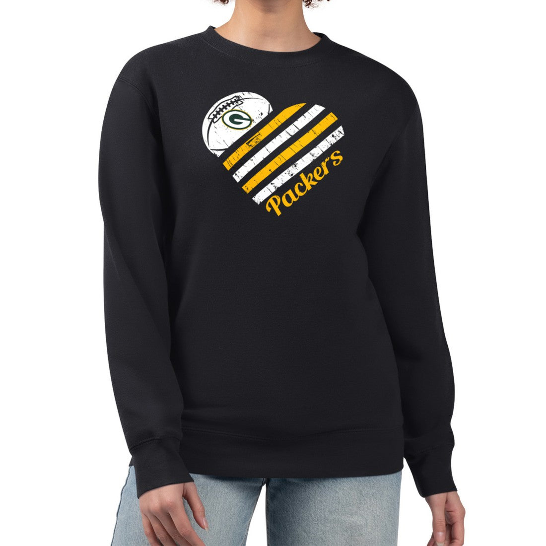 Green Bay Packers  G-III 4Her by Carl Banks Women's Heart Graphic Fleece Pullover Sweatshirt