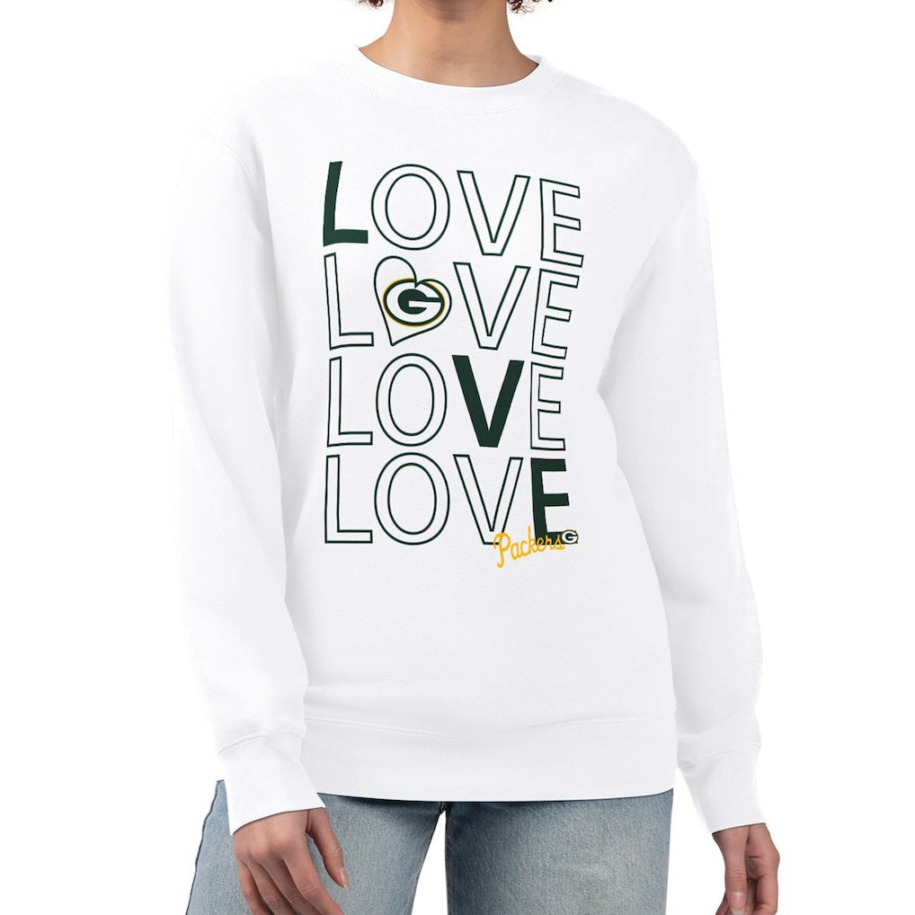 Green Bay Packers  G-III 4Her by Carl Banks Women's Lots of Love Graphic Fleece Pullover Sweatshirt