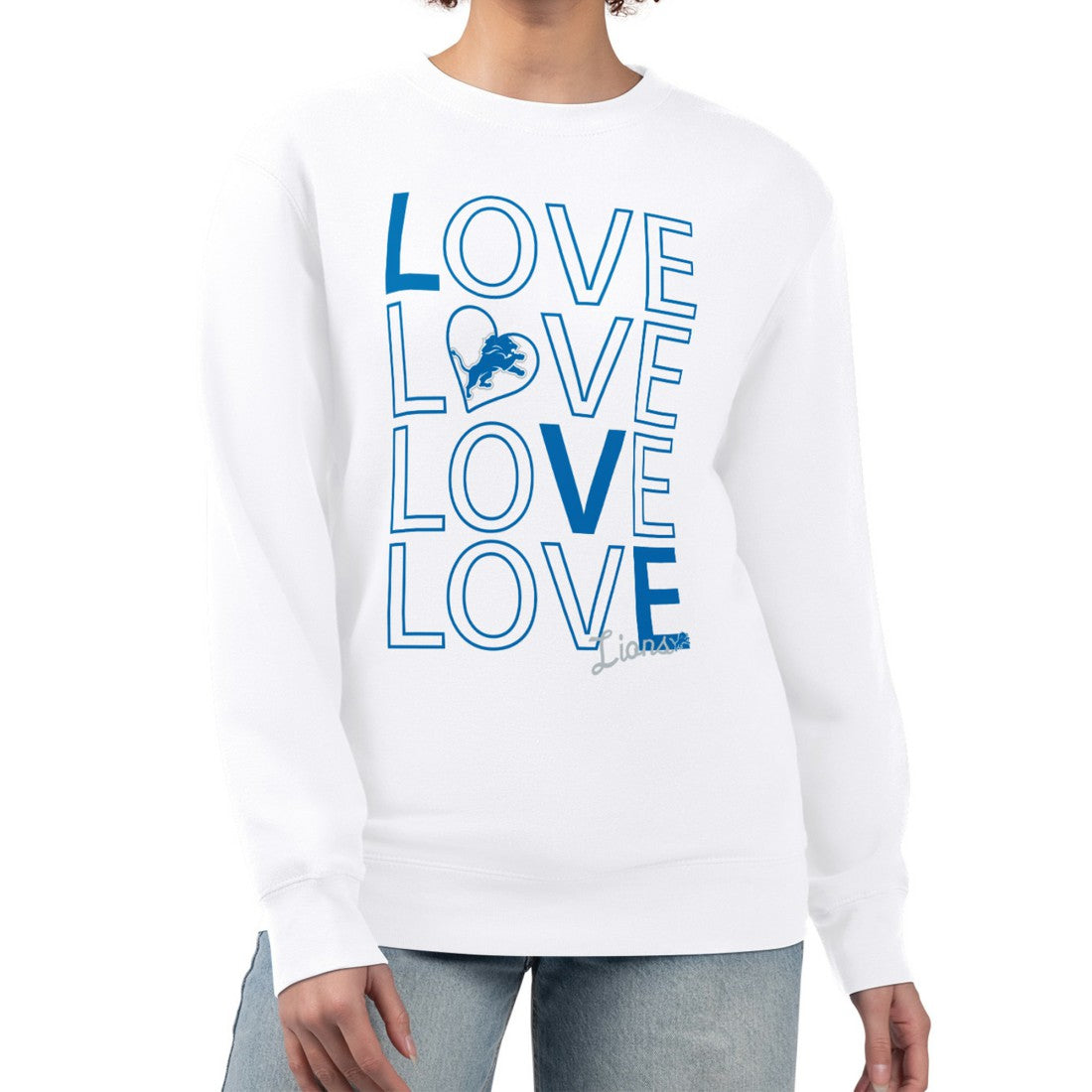 Detroit Lions  G-III 4Her by Carl Banks Women's Lots of Love Graphic Fleece Pullover Sweatshirt