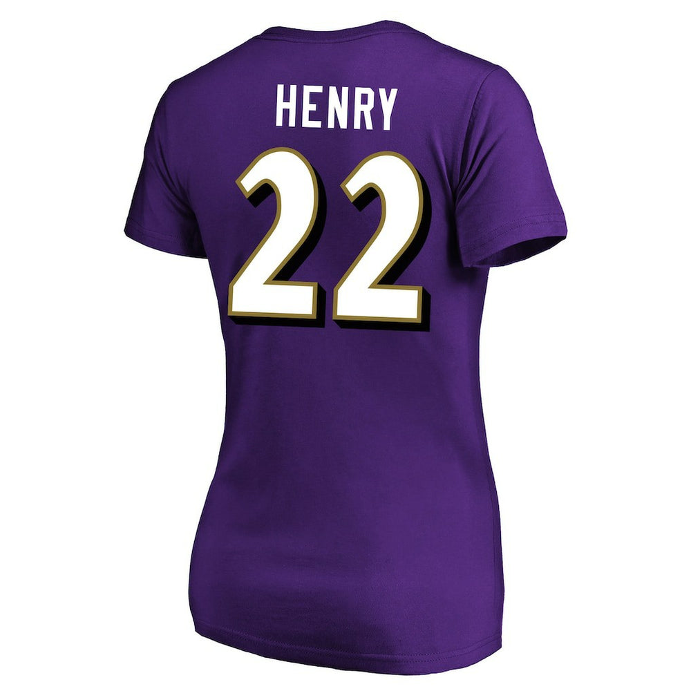Baltimore Ravens  Derrick Henry  Women's Plus Size Fair Catch Name & Number Scoop Neck T-Shirt