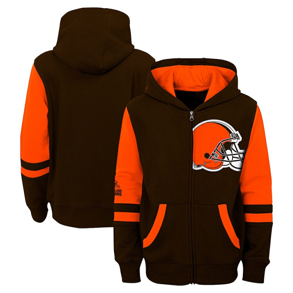 Cleveland Browns  Youth Stadium Color-Block Full-Zip Hoodie