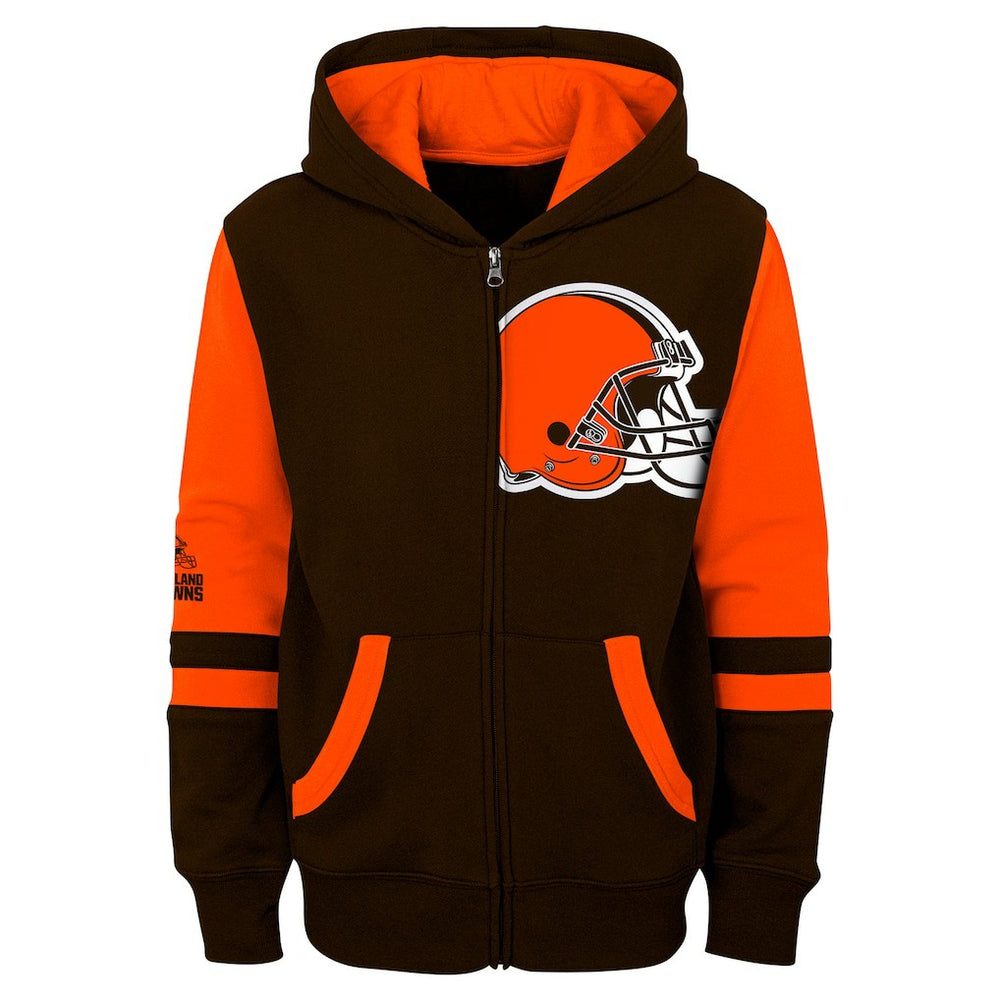 Cleveland Browns  Youth Stadium Color-Block Full-Zip Hoodie