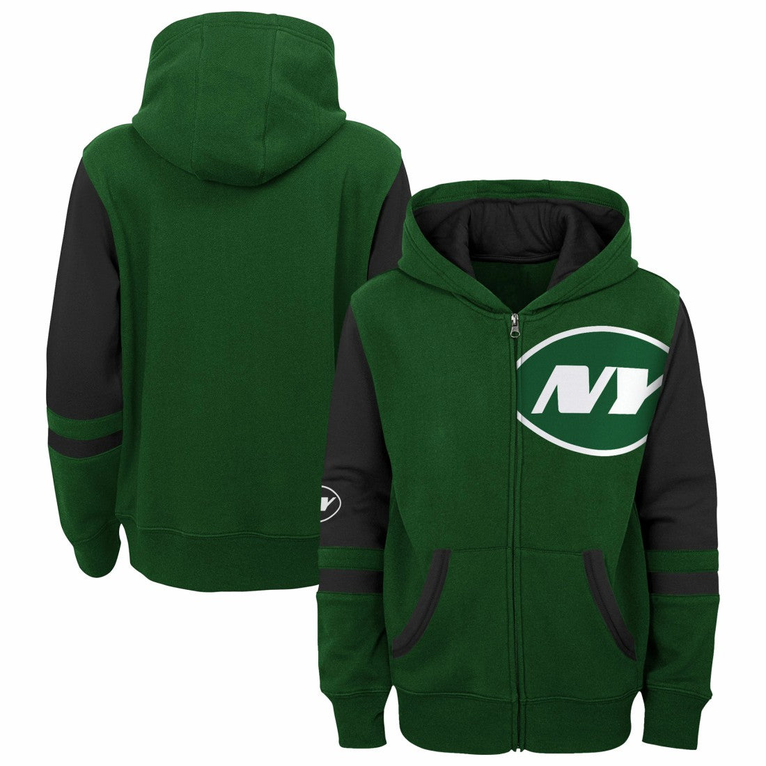 New York Jets  Youth Stadium Color-Block Full-Zip Hoodie
