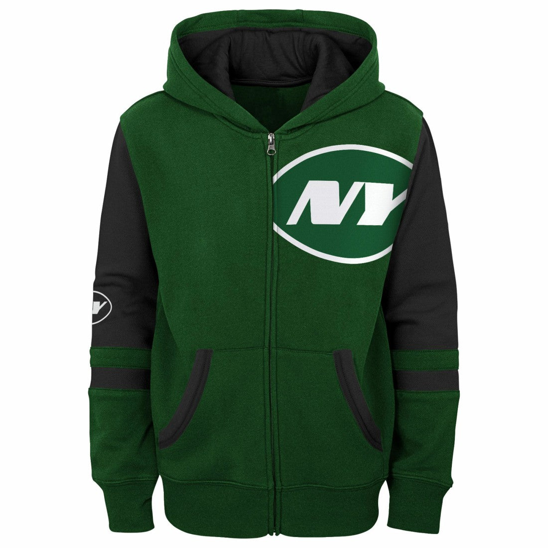 New York Jets  Youth Stadium Color-Block Full-Zip Hoodie