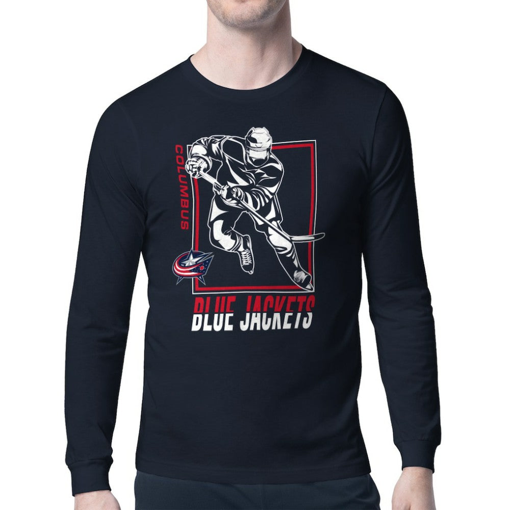 Columbus Blue Jackets Starter Player Grid Long Sleeve T-Shirt For Sale