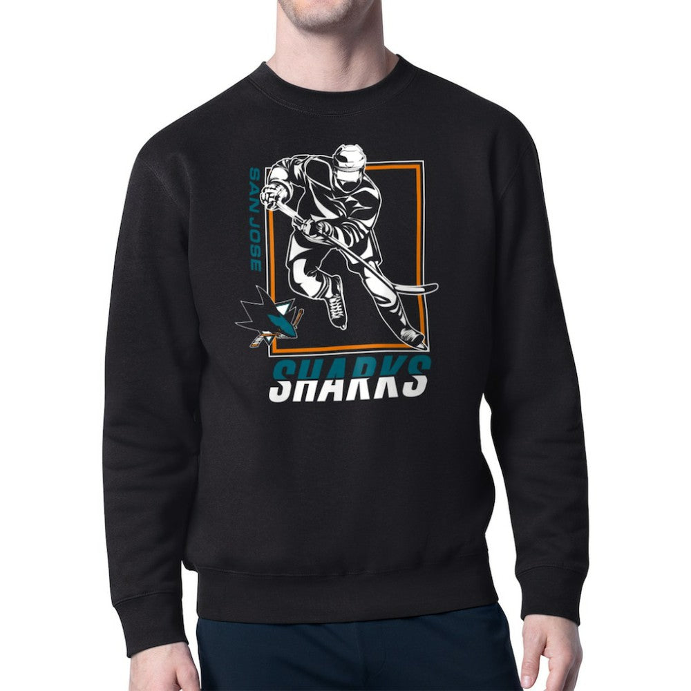 San Jose Sharks Starter Player Grid Fleece Pullover Sweatshirt Online
