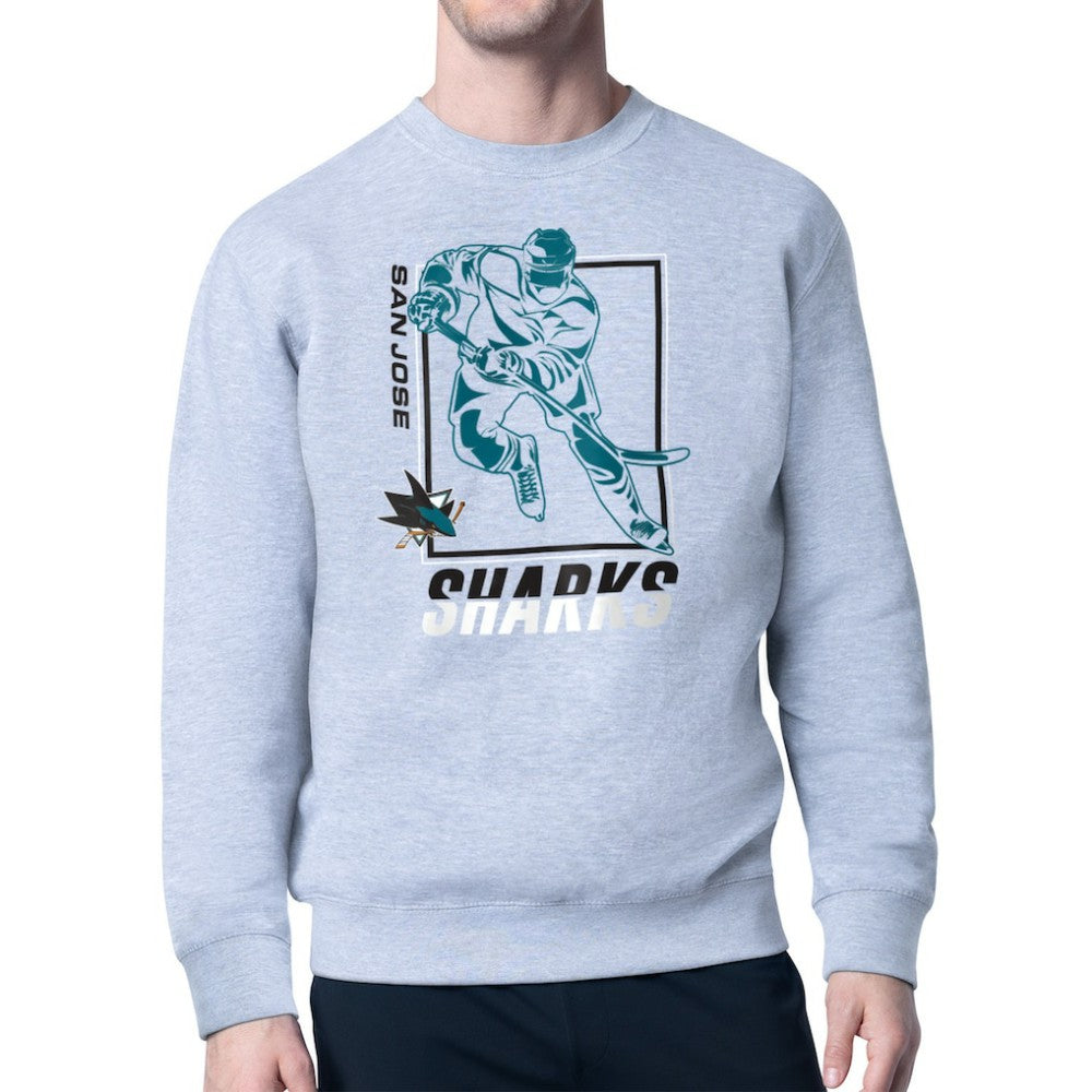 San Jose Sharks Starter Player Grid Fleece Pullover Sweatshirt For Sale