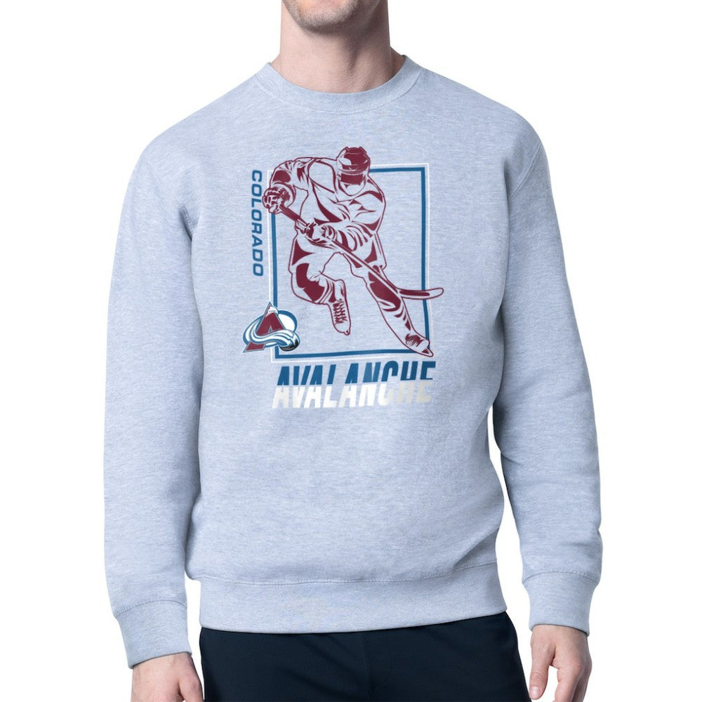 Colorado Avalanche Starter Player Grid Fleece Pullover Sweatshirt On Sale