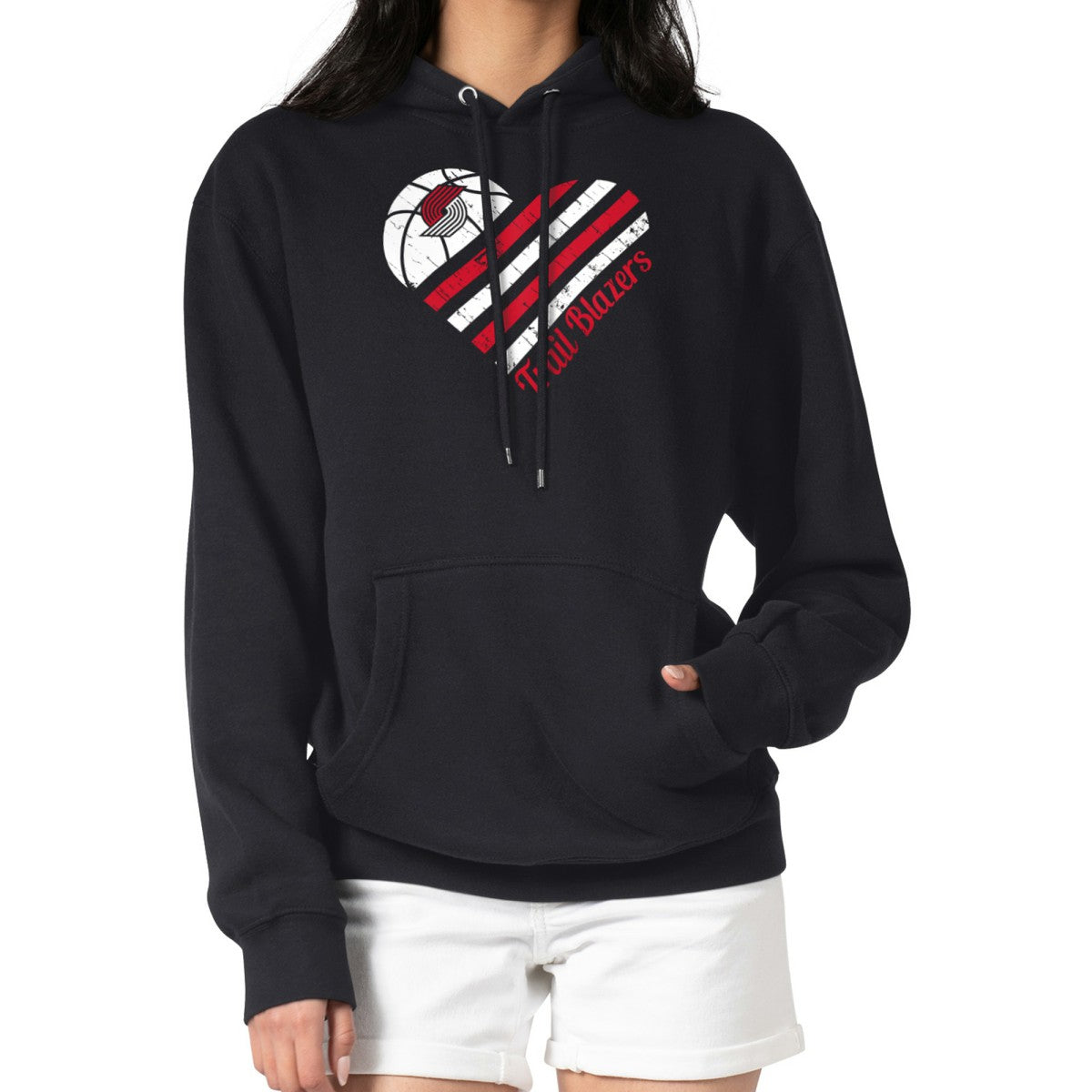 Portland Trail Blazers G-III 4Her by Carl Banks Women's Heart Pullover Hoodie - Black sale Online
