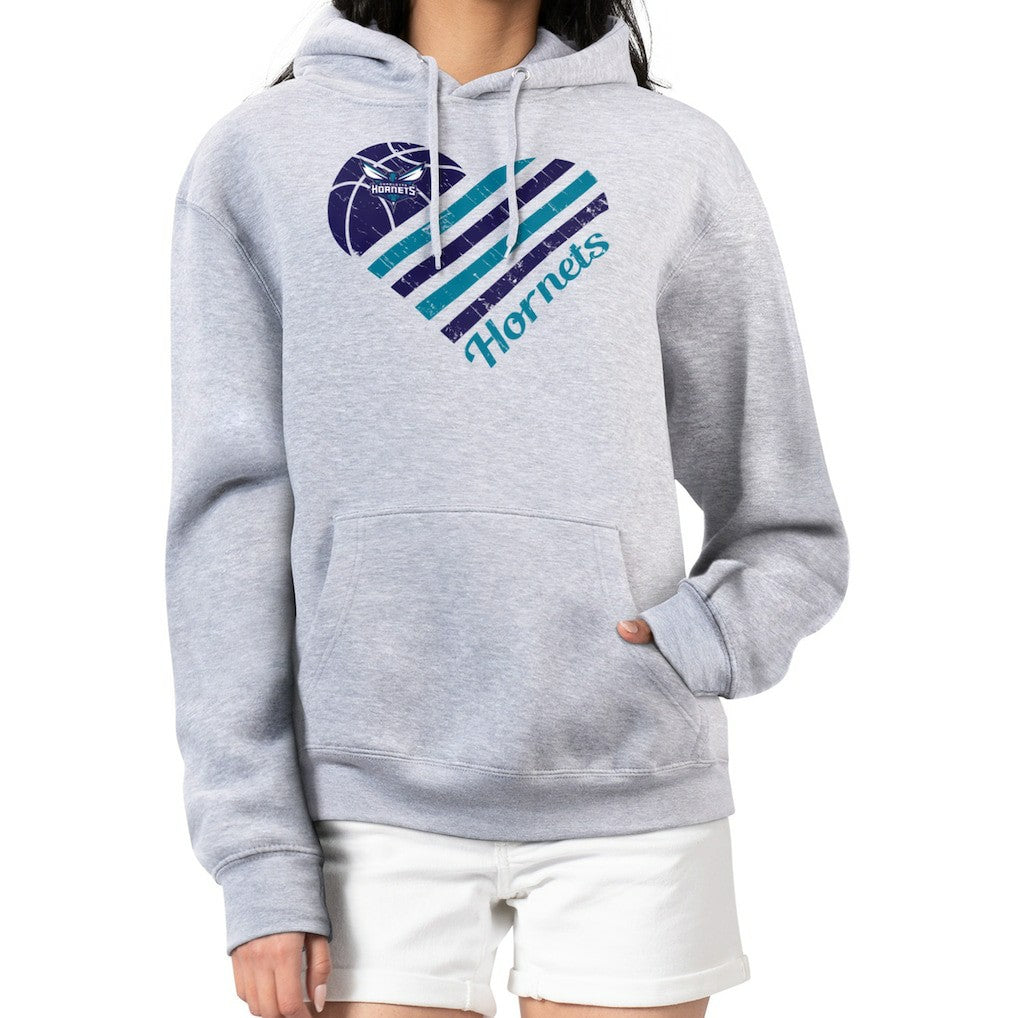 Charlotte Hornets G-III 4Her by Carl Banks Women's Heart Pullover Hoodie - Heather Gray online Online