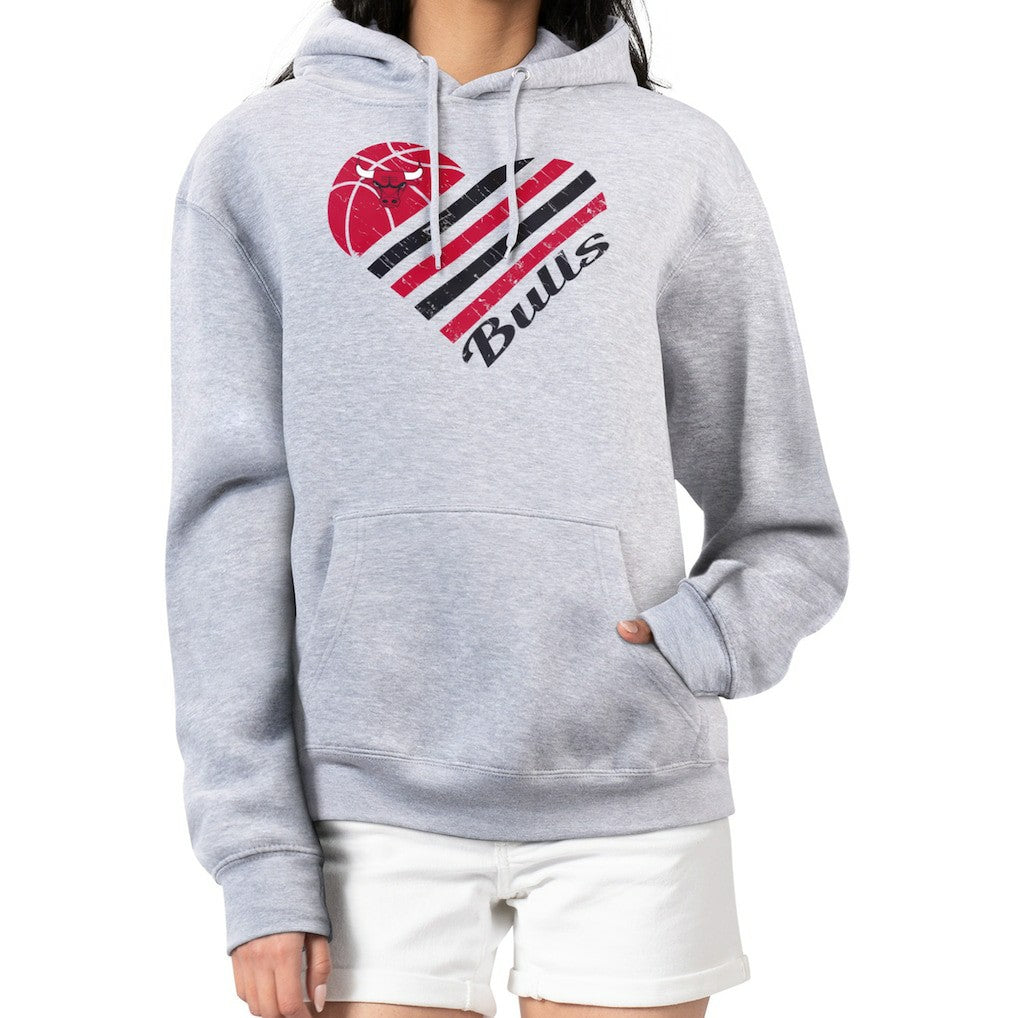 Chicago Bulls G-III 4Her by Carl Banks Women's Heart Pullover Hoodie - Heather Gray on sale On Sale