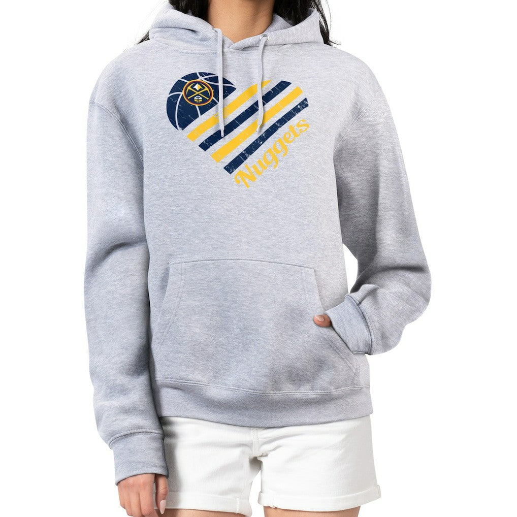 Denver Nuggets G-III 4Her by Carl Banks Women's Heart Pullover Hoodie - Heather Gray discount Online