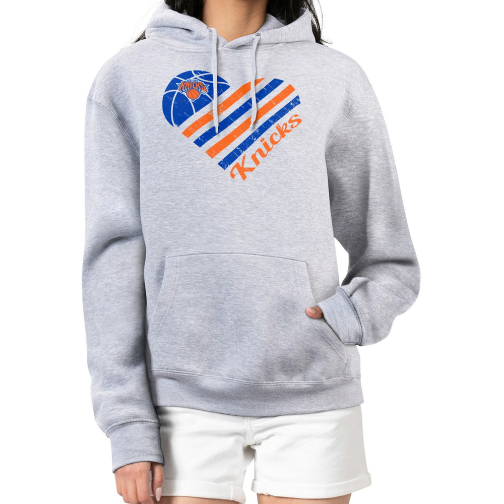 New York Knicks G-III 4Her by Carl Banks Women's Heart Pullover Hoodie - Heather Gray sale For Sale