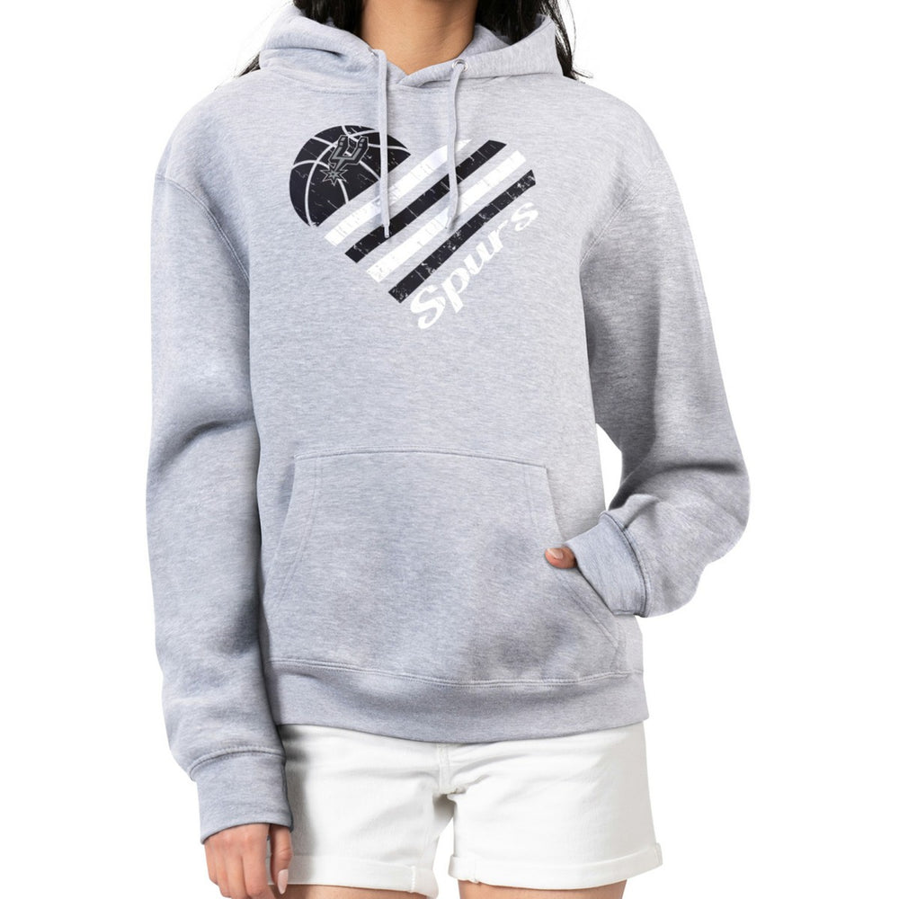 San Antonio Spurs G-III 4Her by Carl Banks Women's Heart Pullover Hoodie - Heather Gray sale On Sale